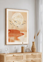 Abstract Coastal Moonrise Wall Art